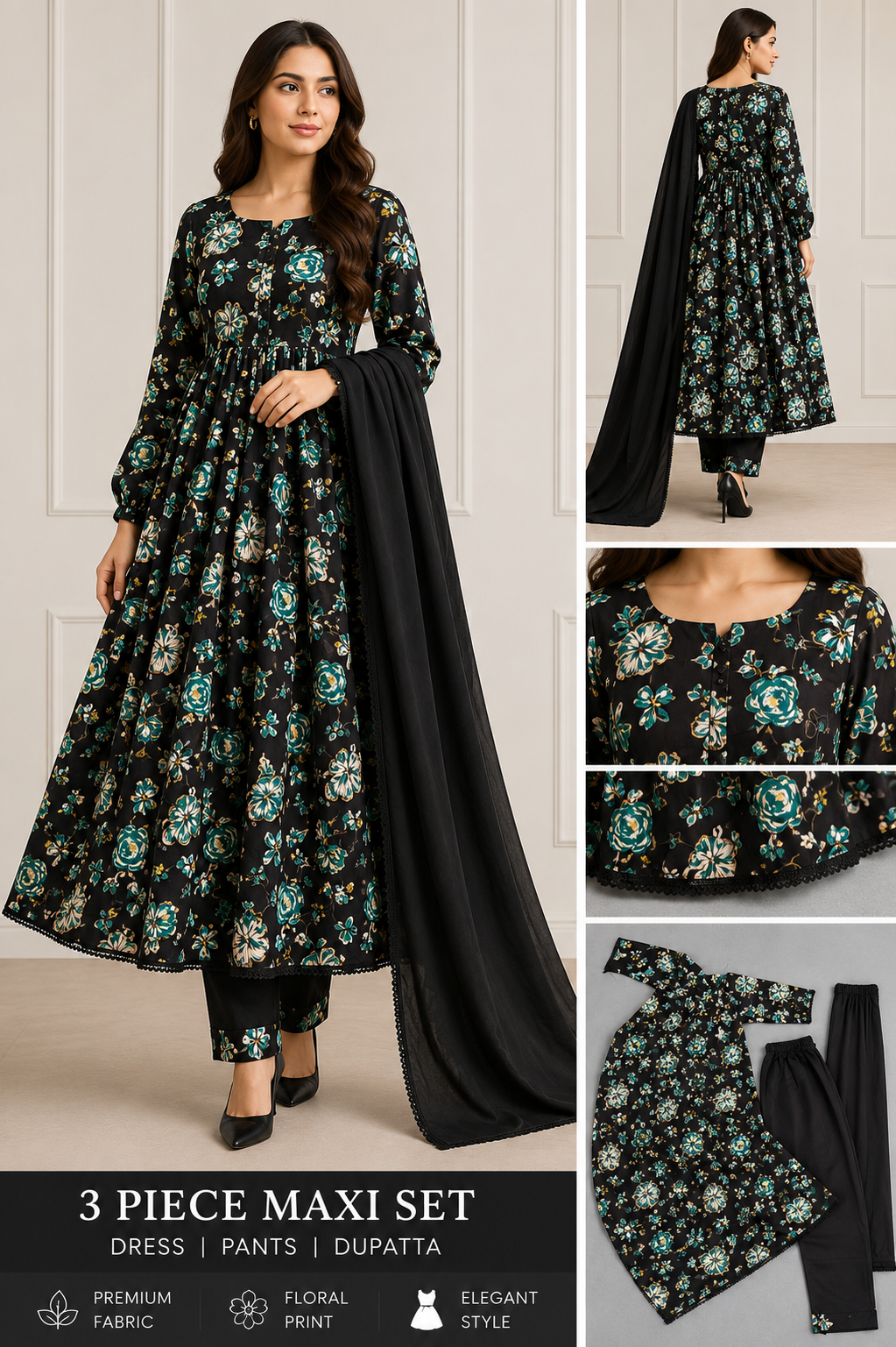BRIT 3 piece luxury linen MAXI collection ladies dress B656
