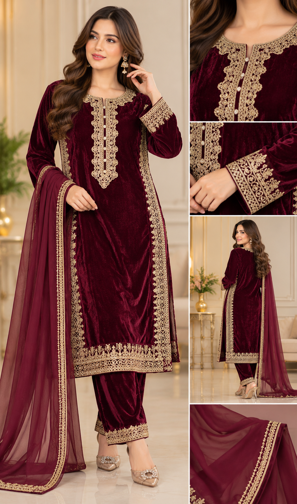 BRIT- GL 3 piece velvet designer collection B812