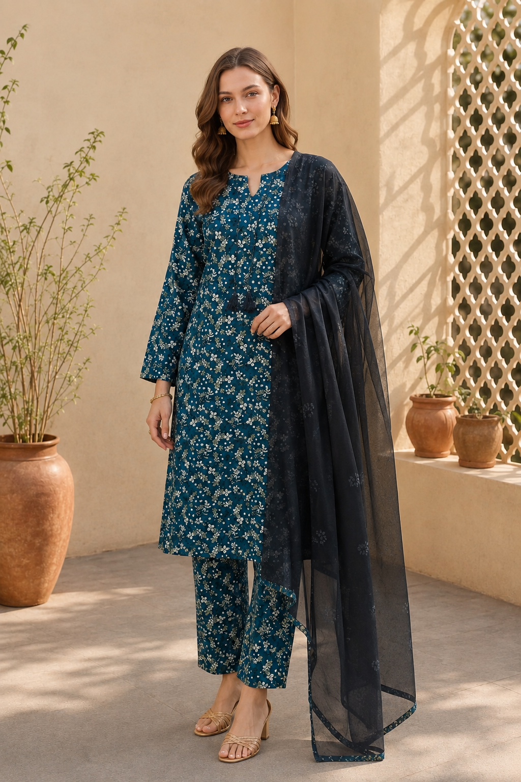 Brit 3 piece linen ladies dress B704