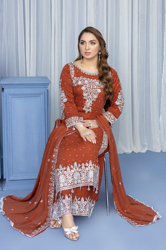Brit Mother and Daughter 3 piece Chiffon_1000284 orange B92