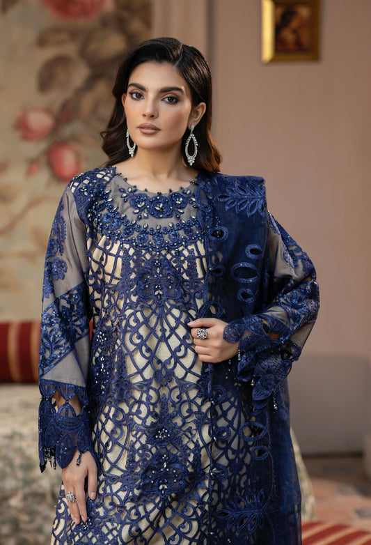 Maria B inspired 3 piece embroidery party wear B309