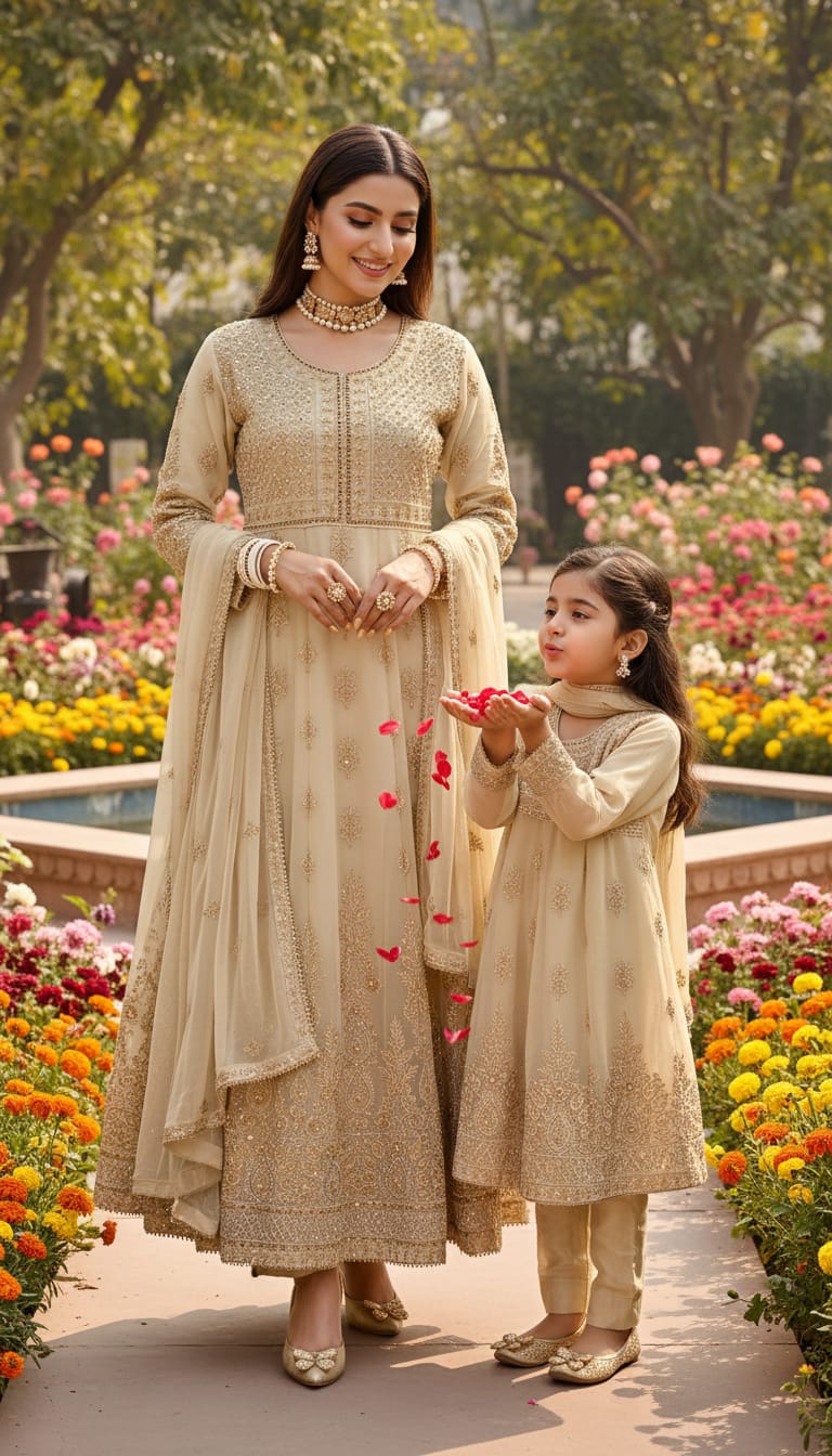 Mother and daughter 3 piece luxury chiffon _81042 Pakistani ladies suit B495