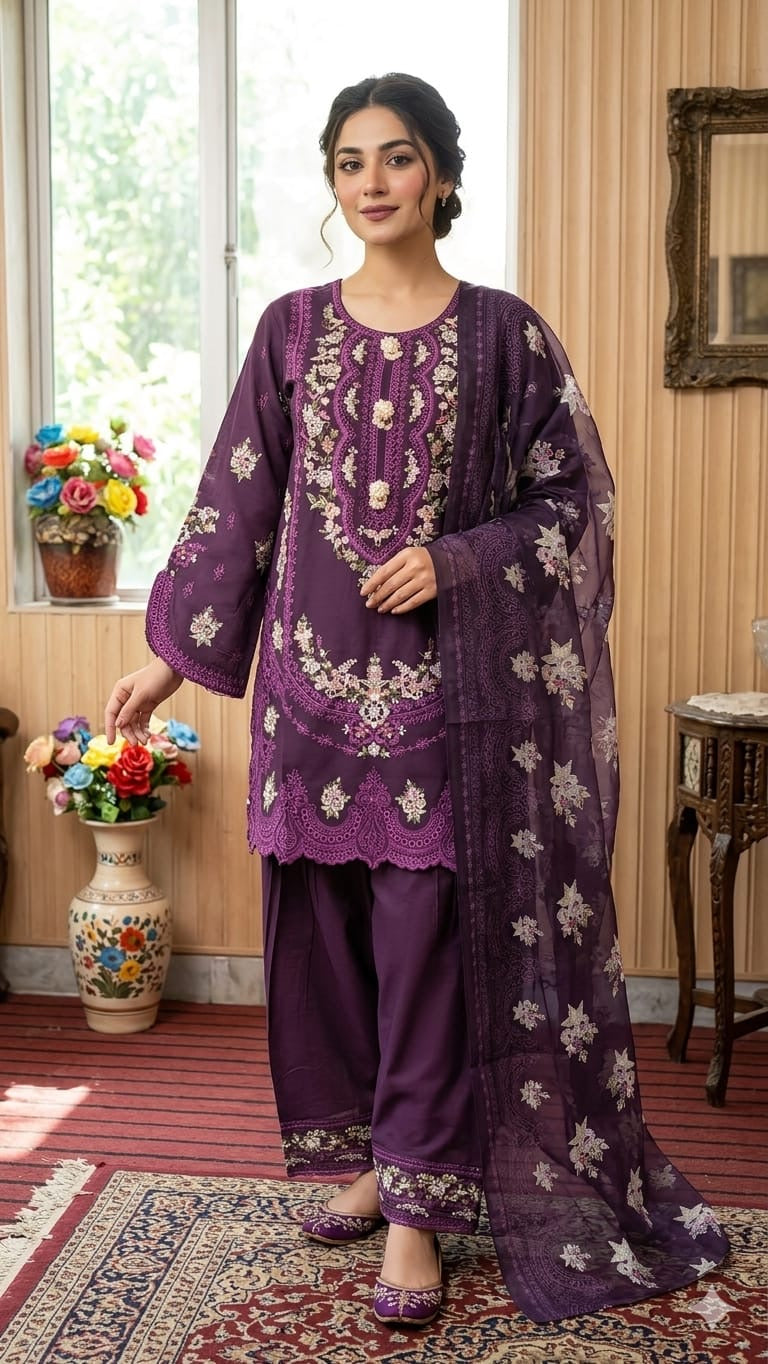 Karma Inspired 3 piece Cotton collection ladies dress B600
