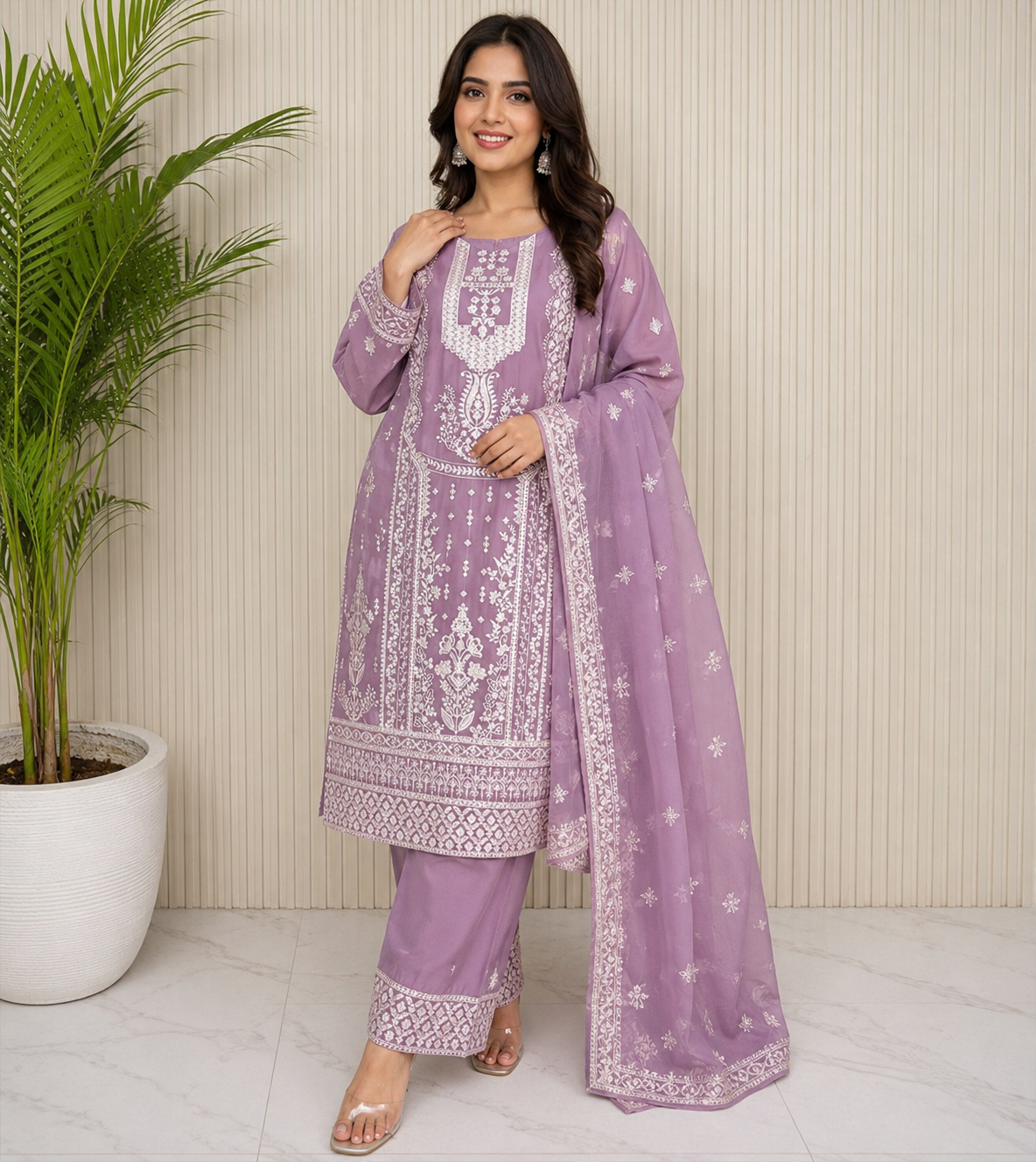 Brit 3 piece embroidered summer cotton collection ladies dress B625