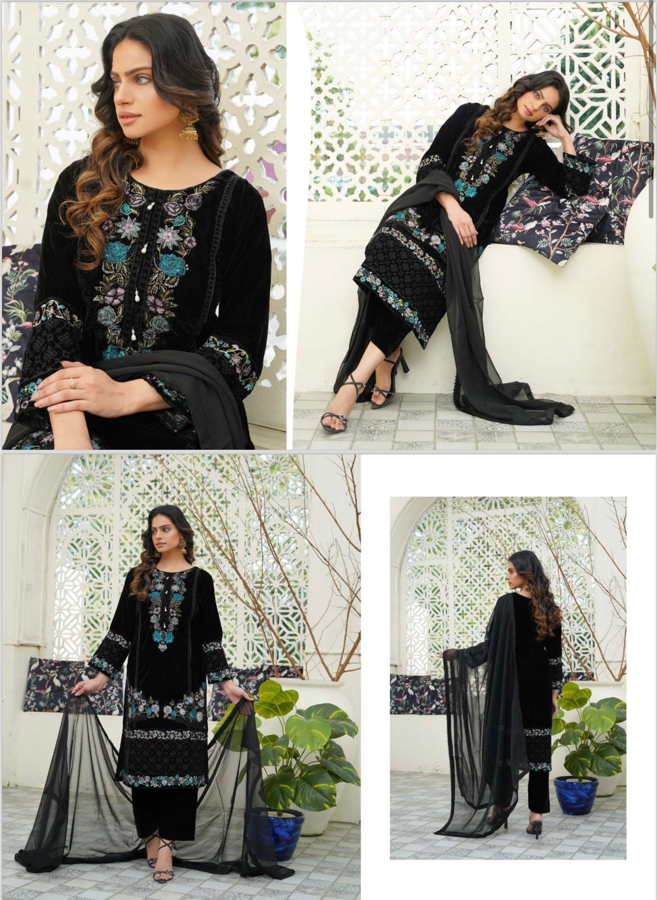 Brit 3 piece luxury Valvet_81042 Pakistani ladies suit Teal B300