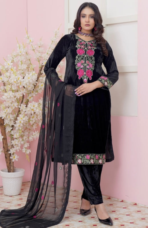 Brit 3 piece winter Valvet _81042 Pakistani ladies suitTeal B4211