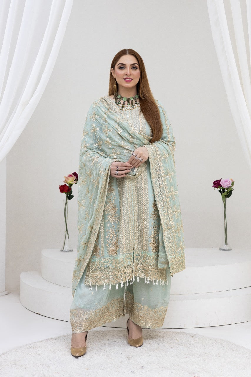 Brit 3 piece luxury chiffon_81042 Pakistani ladies suit B245