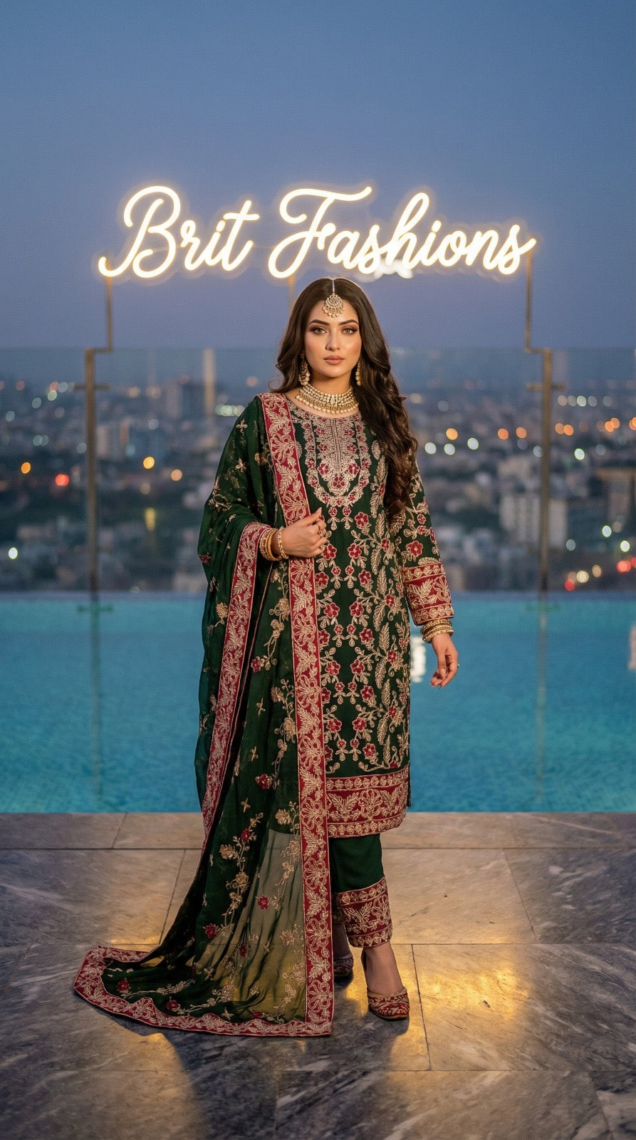 Brit 3 piece luxury Chiffon _81042 Pakistani ladies suit B499