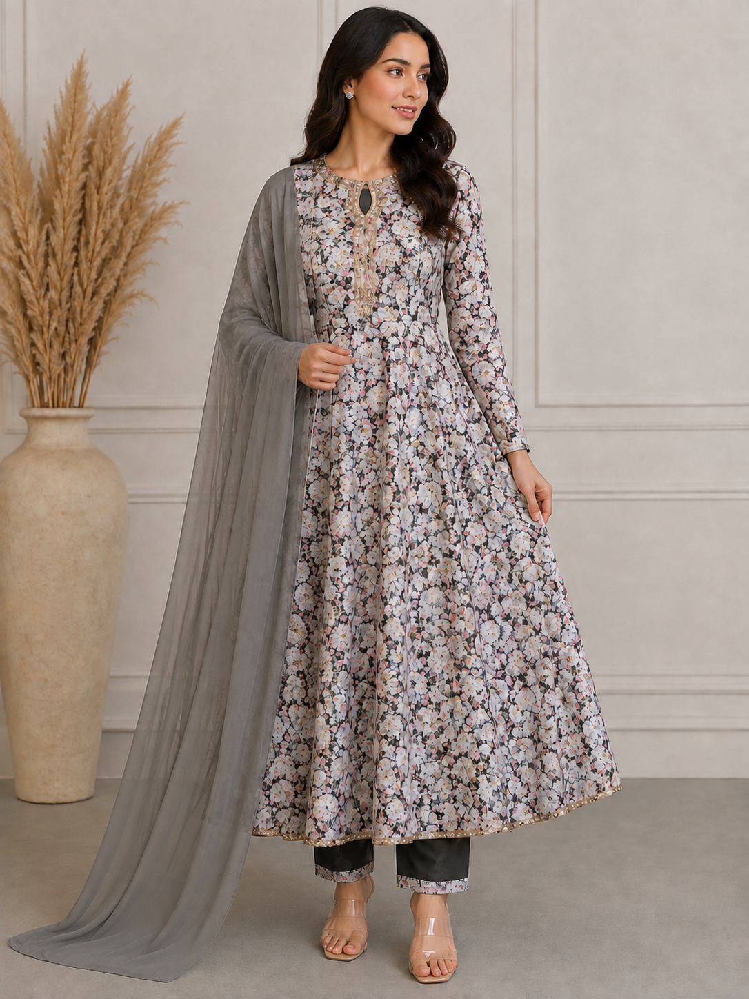 BRIT 3 piece luxury Designer chiffon ladies Maxi dress B692