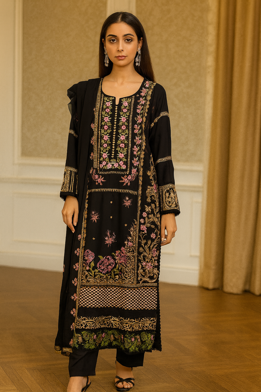 Eash aisha inspired _81042 Pakistani ladies suit black B233