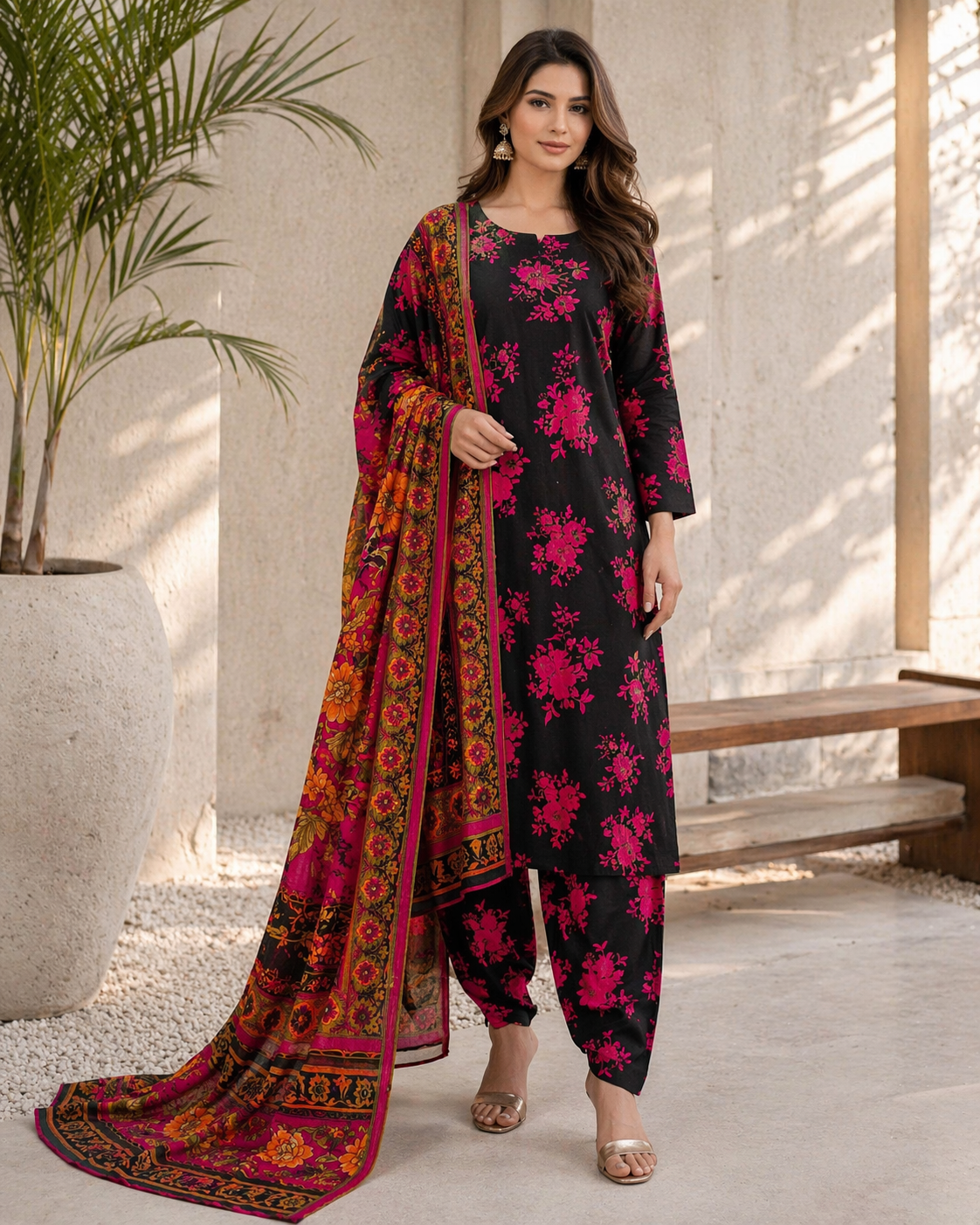 Brit 3 piece lawn suit B542