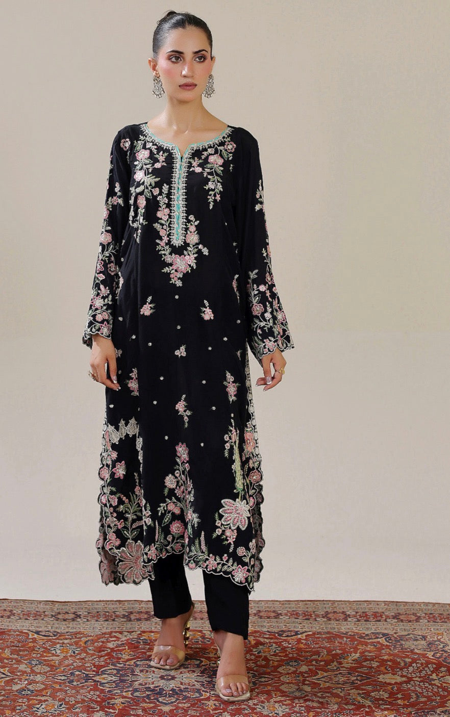 ETHNC 3 piece luxury grip raw silk ladies dress B657