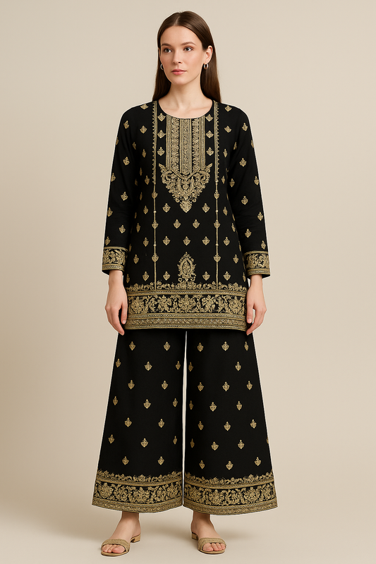 Brit 3 piece chiffon_81042 Pakistani ladies suit black B277