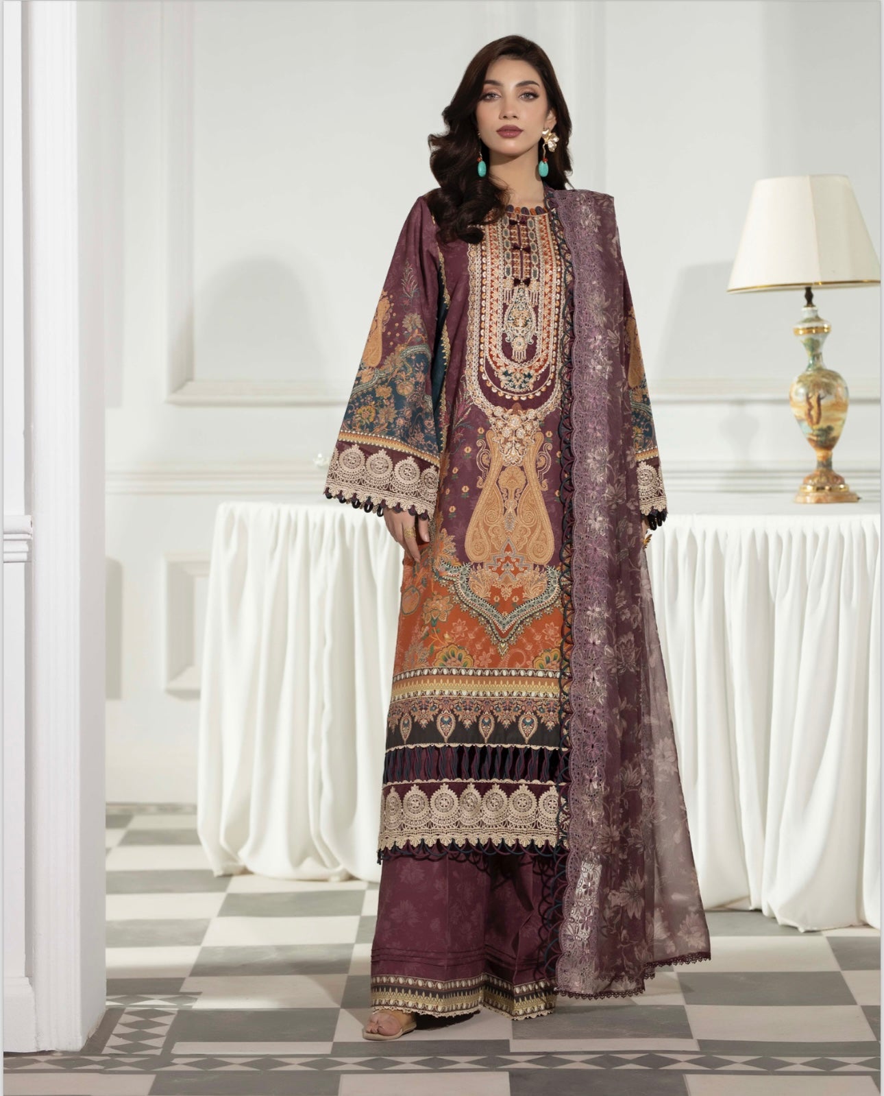 Brit 3 piece winter Slub_81042 Pakistani ladies suitTeal B417