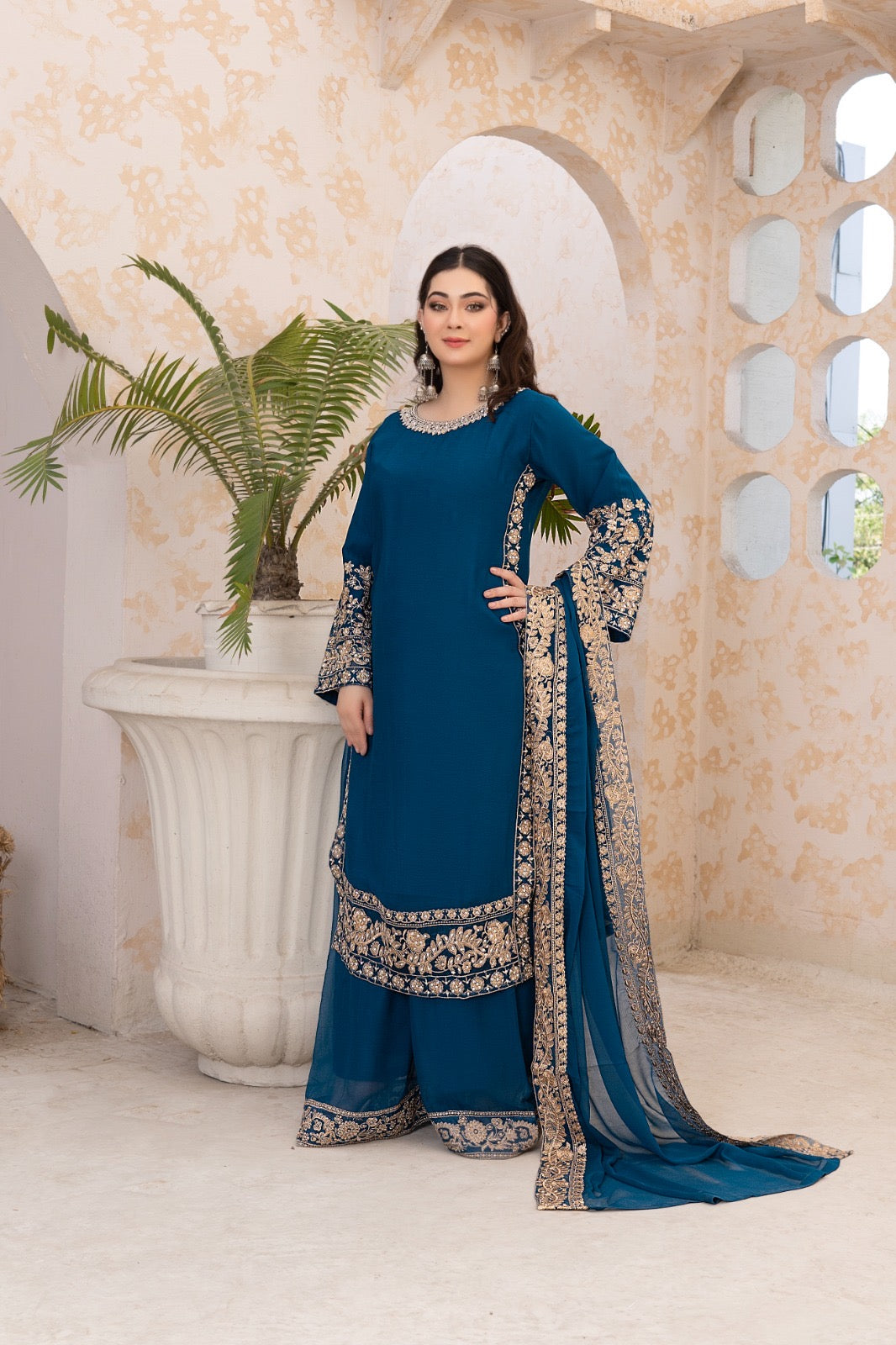 BRIT 3 piece lux CHIFFON_100308 Pakistani ladies suit B159