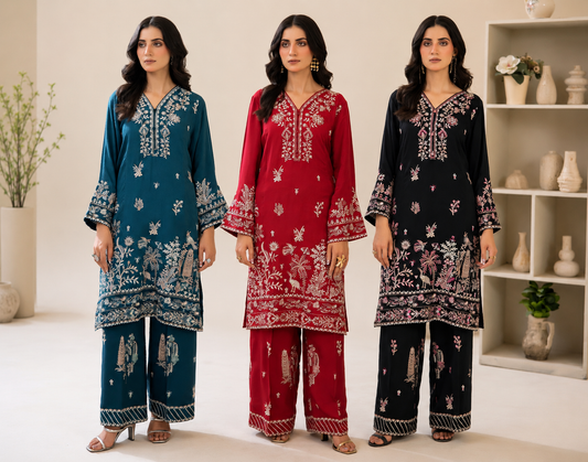 ETHNC 3 piece luxury grip raw silk ladies dress B659