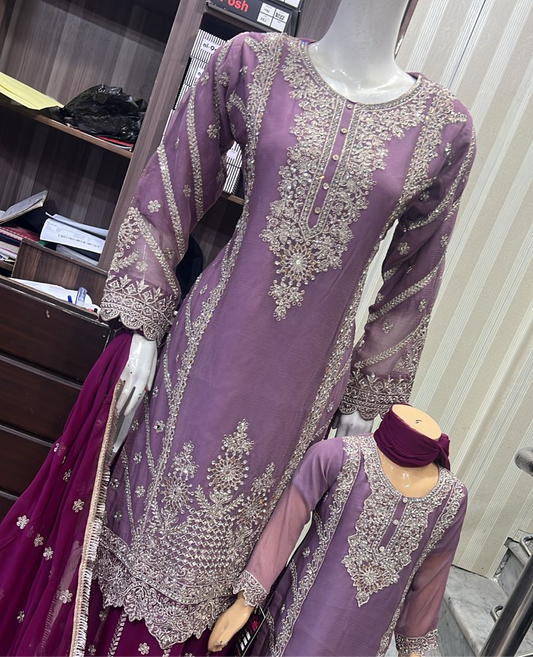 Brit Mother and Daughter 3 piece Chiffon_81042  B178
