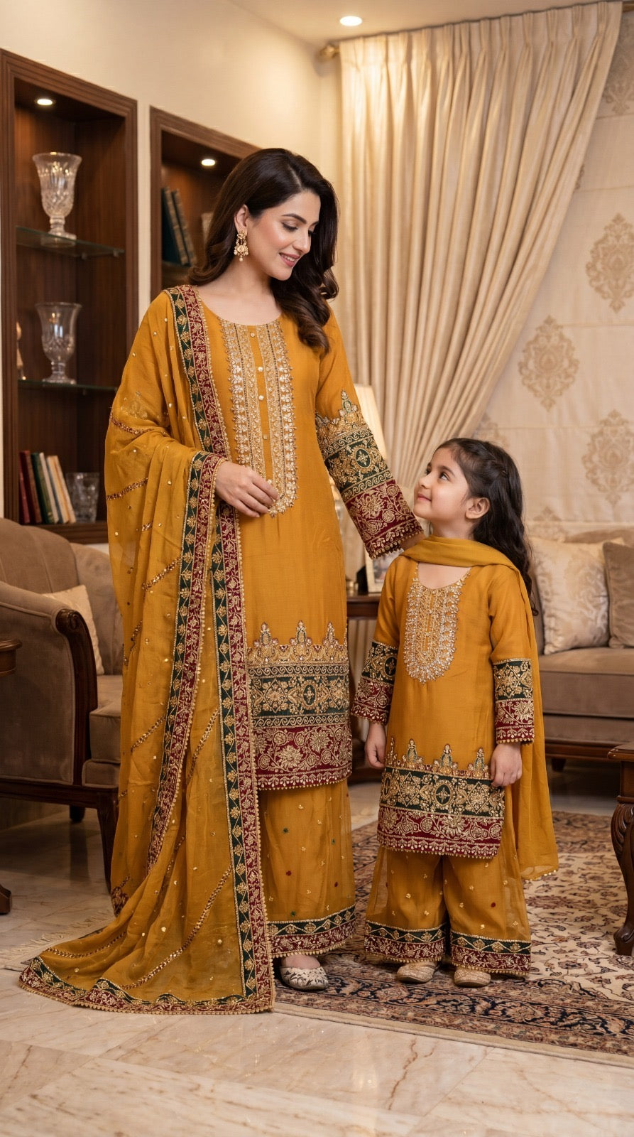 Mother and daughter 3 piece Chiffon collection ladies dress B601