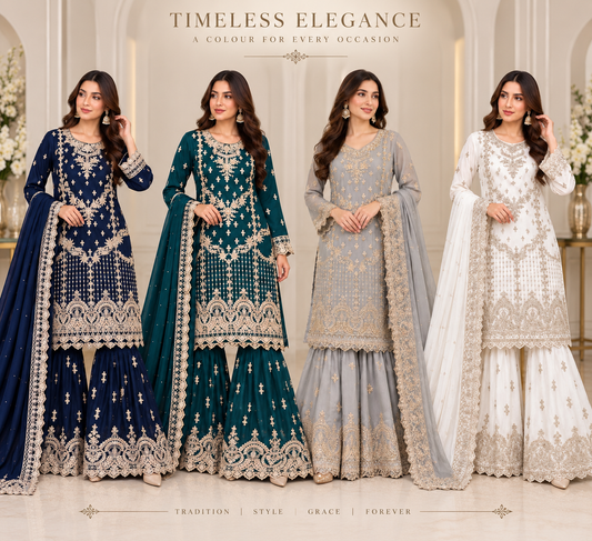 Mother and daughter 3 piece chiffon 81042 Pakistani ladies suit B615