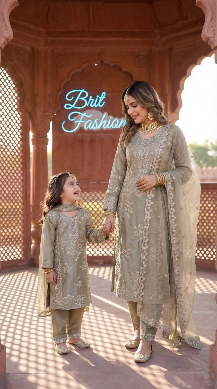 BRIT 3 piece Mother and daughter luxury silk _81042 Pakistani ladies suit B528