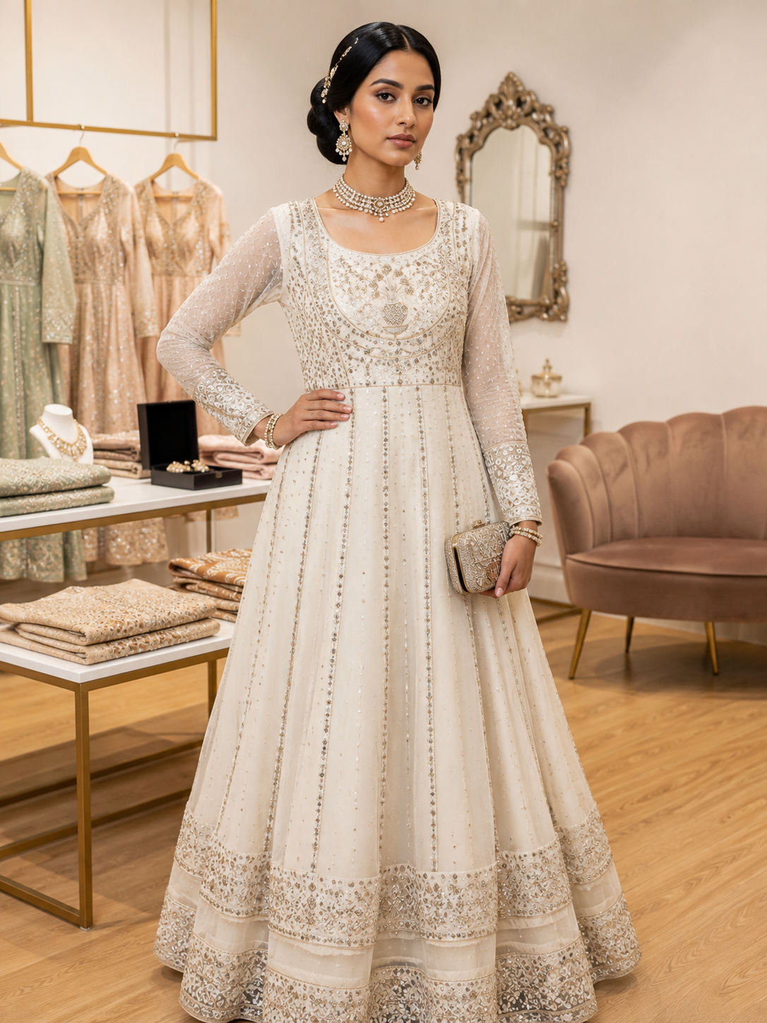 BRIT 3 piece luxury Designer chiffon Maxi collection B718