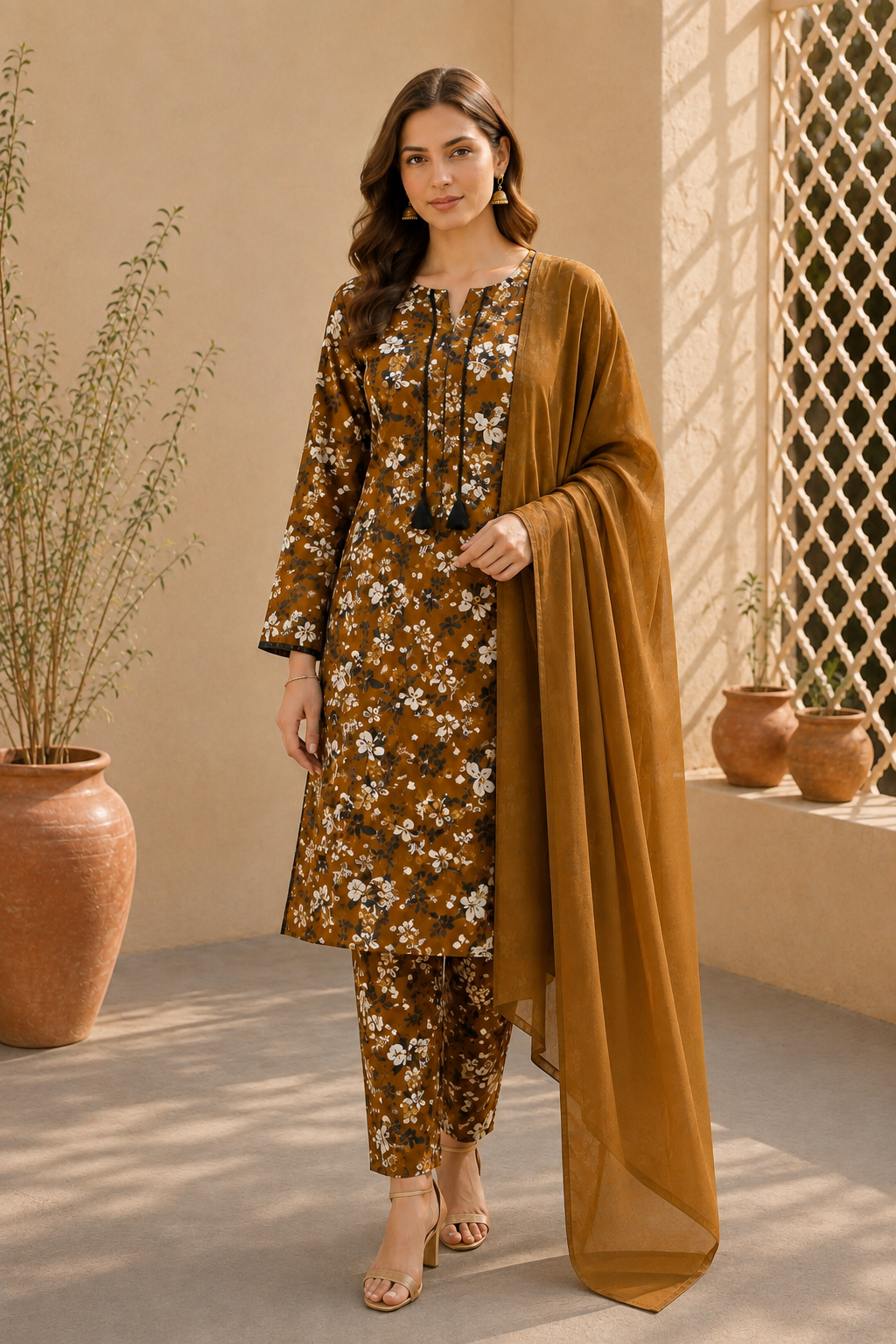 Brit 3 piece linen ladies dress B704