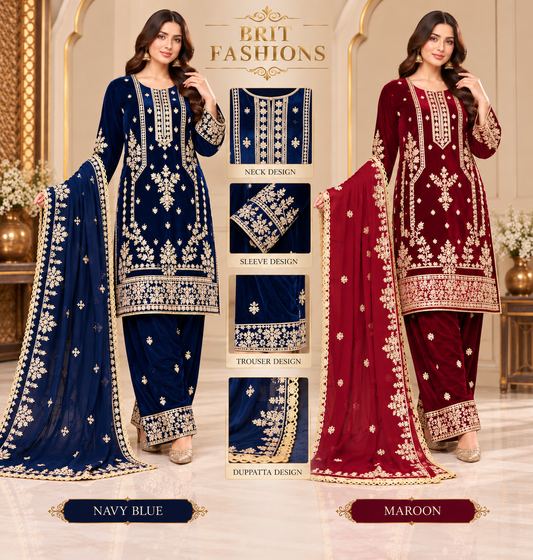 BRIT- GL 3 piece valvet designer collection B797