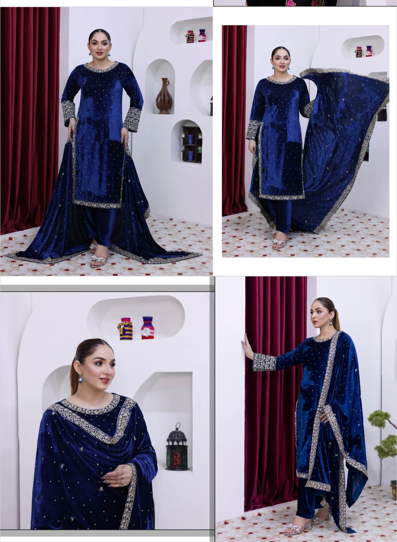 Brit 3 piece luxury Valvet_81042 Pakistani ladies suit blue B289
