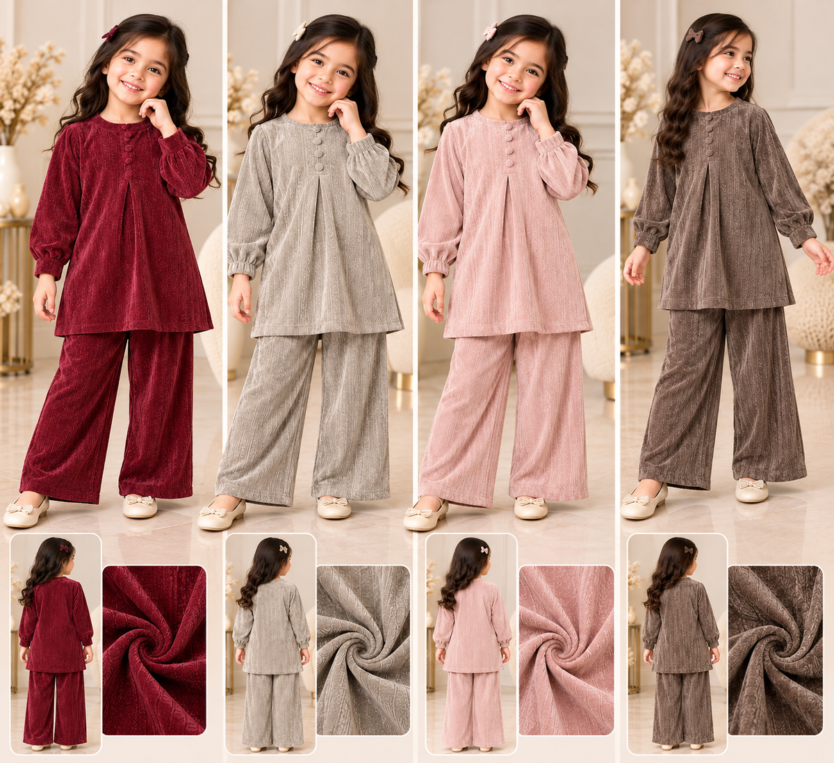 Kids 2 piece modest wear cord winter collection B819