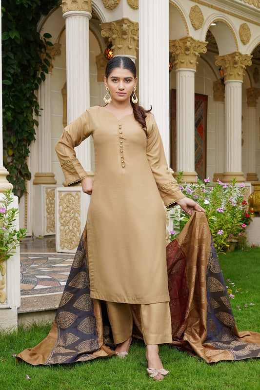 Brit 3 piece Dhanak Pakistani ladies Winter collection suit B406