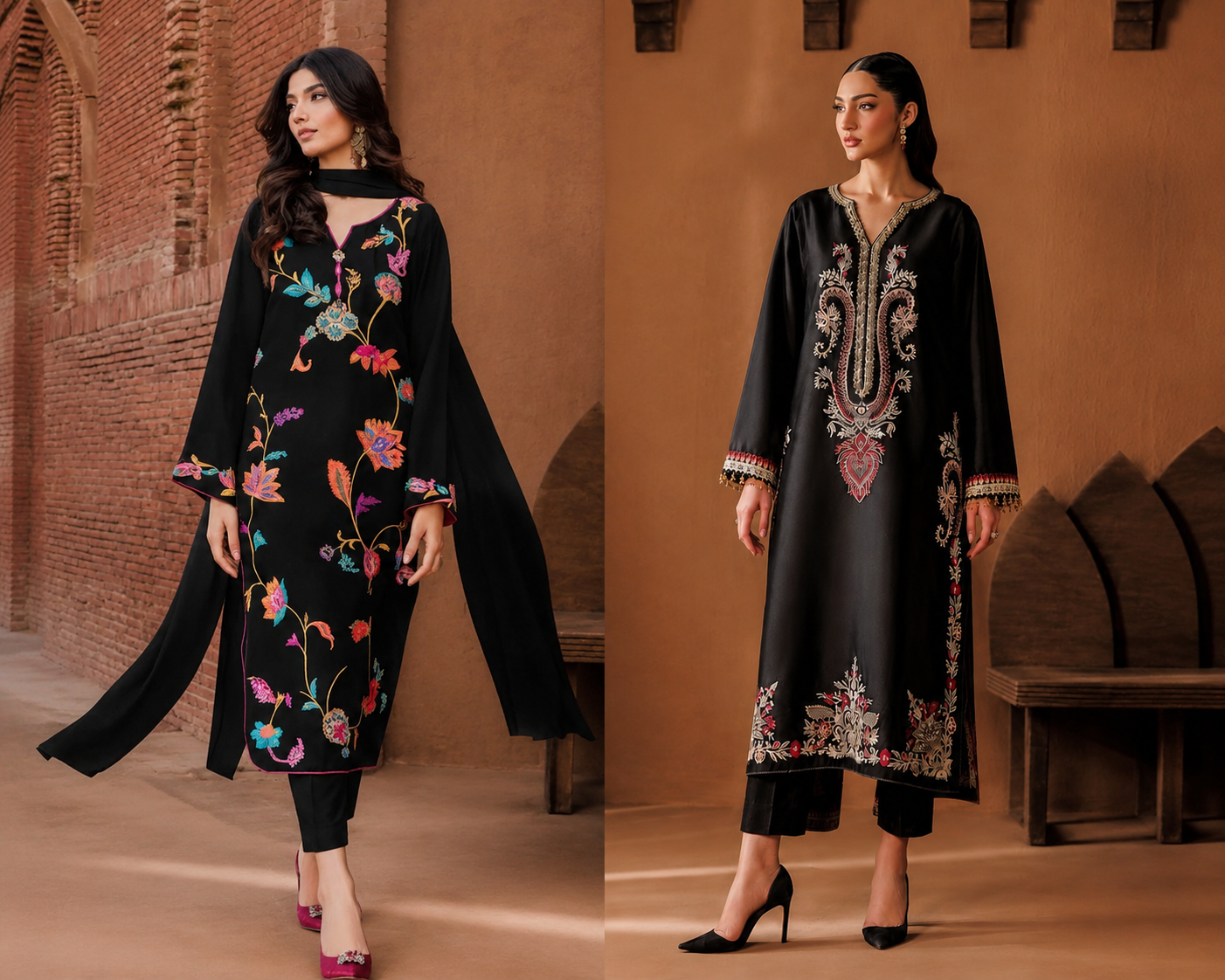 ETHINIC 2 piece designer viscous and Dhanak collection ladies dress B739