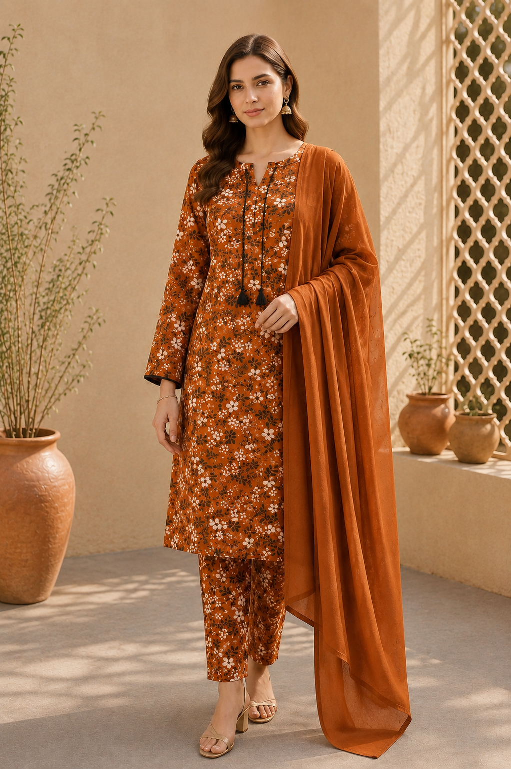 Brit 3 piece linen ladies dress B704