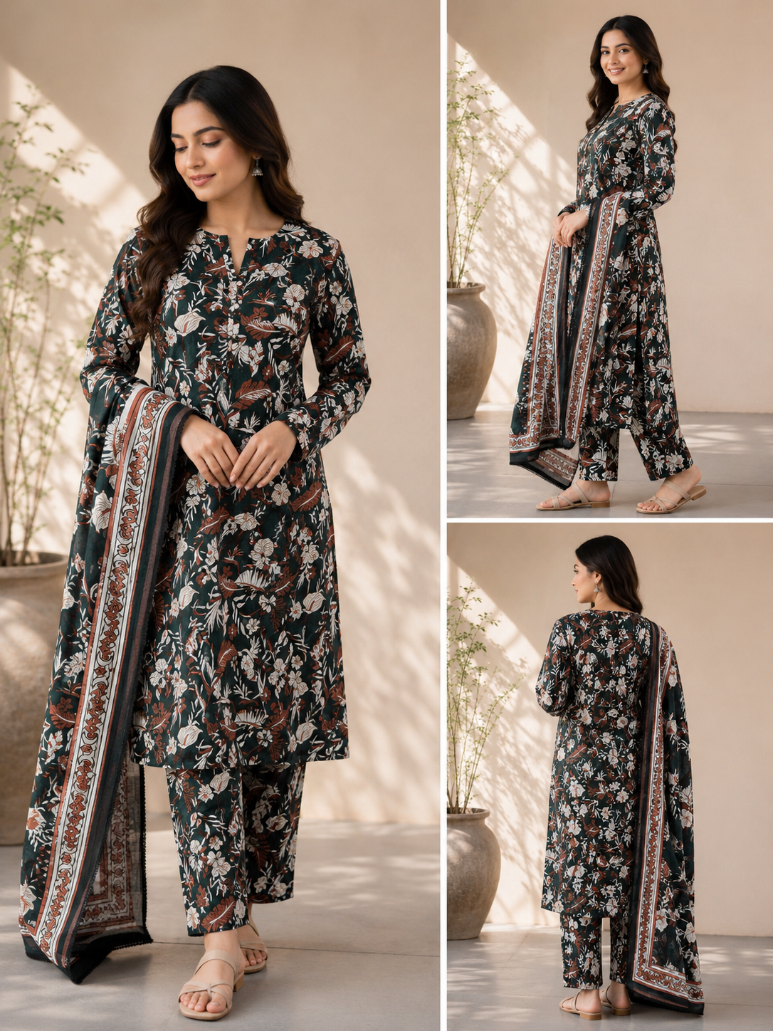 M print inspired 3 piece  luxury lawn_81042 Pakistani ladies suit B631