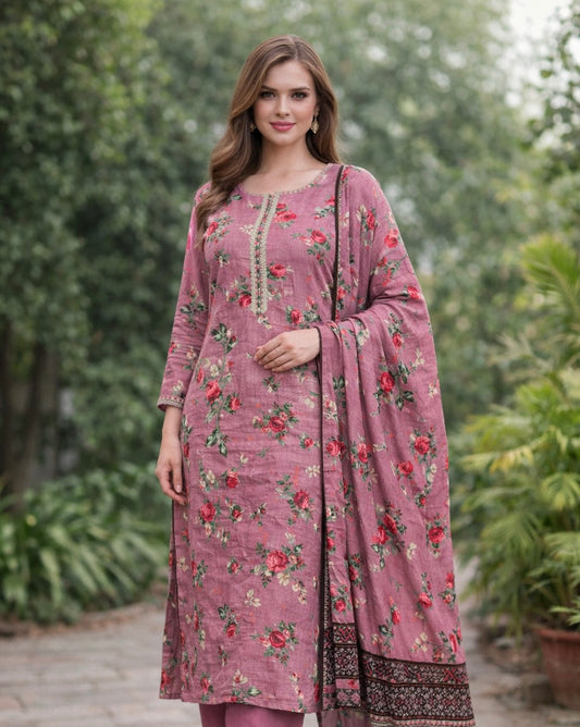 Brit 3 piece Dhanak Pakistani ladies Winter collection suit B398