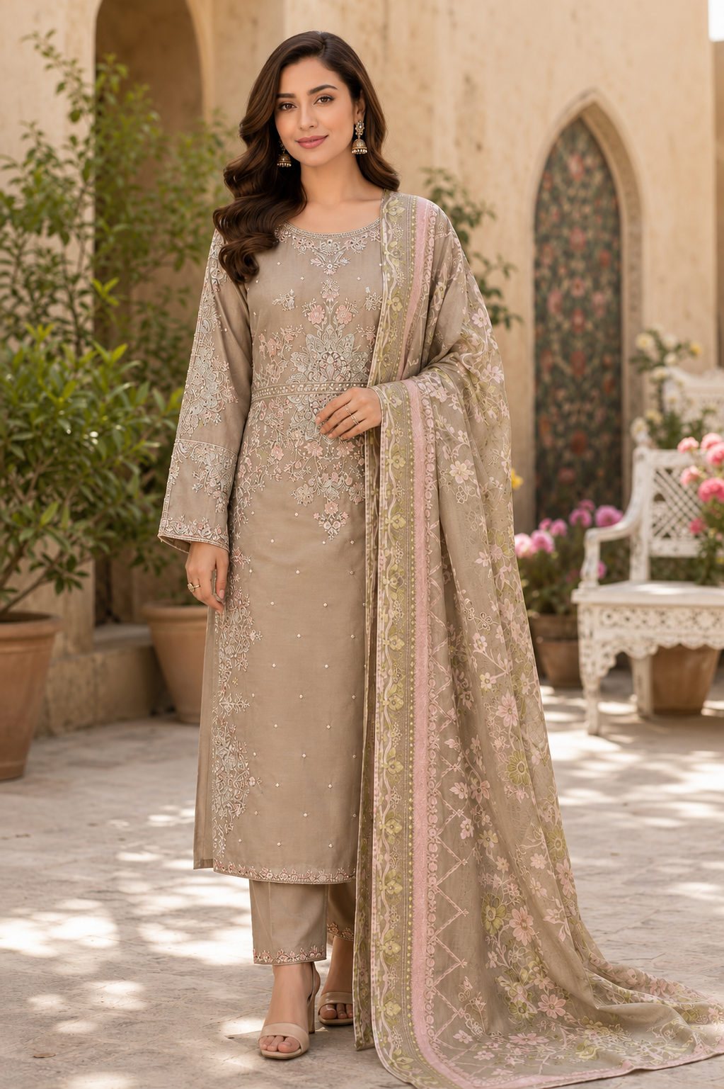 ETHNIC 3 piece designer viscous collection ladies dress B747