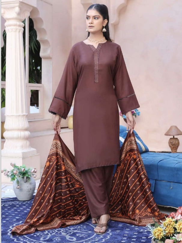 Brit 3 piece Dhanak Pakistani ladies Winter collection suit B404