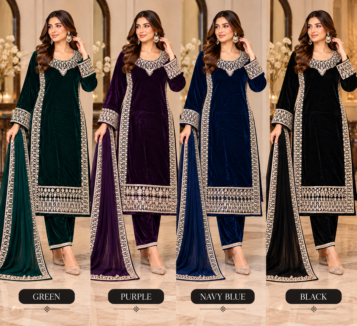 BRIT- GL 3 piece valvet designer collection B804