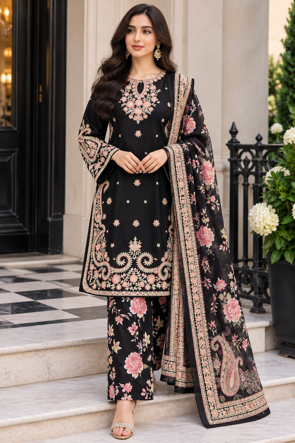 ETHNIC 3 piece Viscose collection ladies dress B765