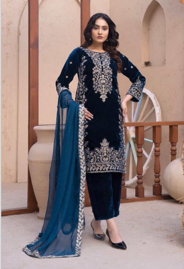 Brit 3 piece Valvet_81042 Pakistani ladies suit B427