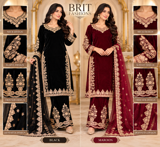 BRIT- GL 3 piece valvet designer collection B796