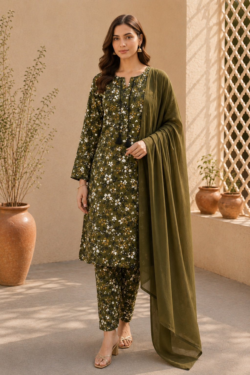 Brit 3 piece linen ladies dress B704