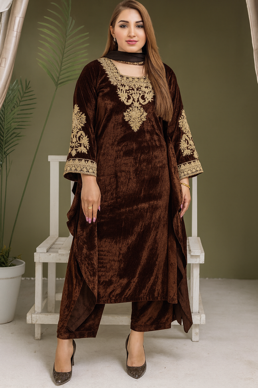 Brit Valvet 3 piece kaftan_3024 brown B8