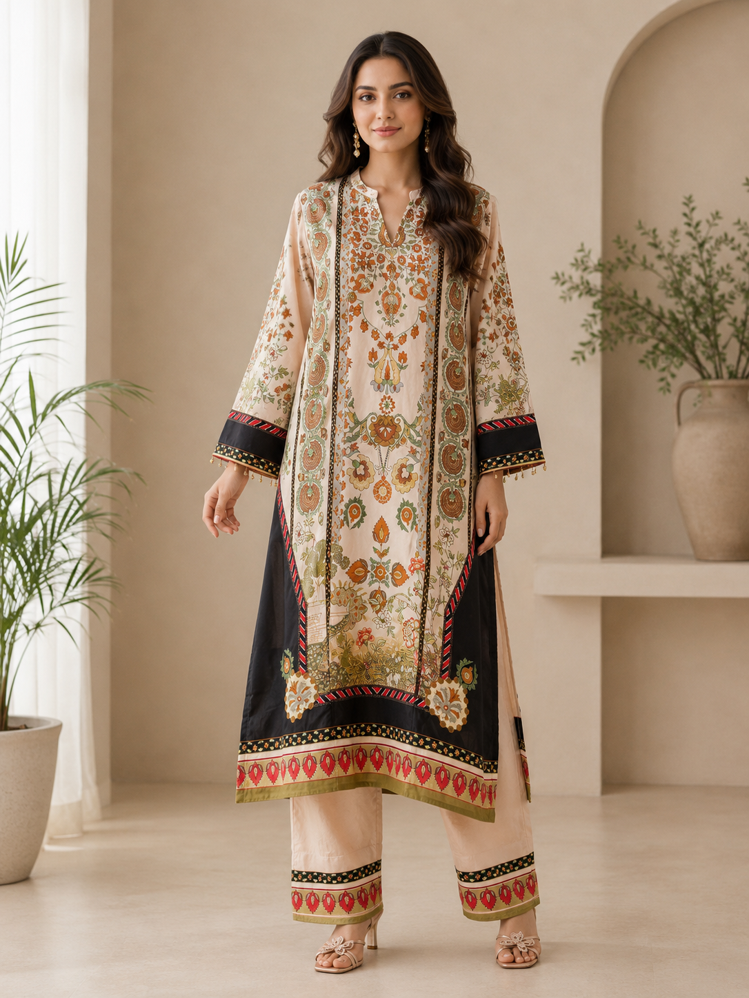 BRIT 2 piece silk Kaftaan collection ladies dress B743