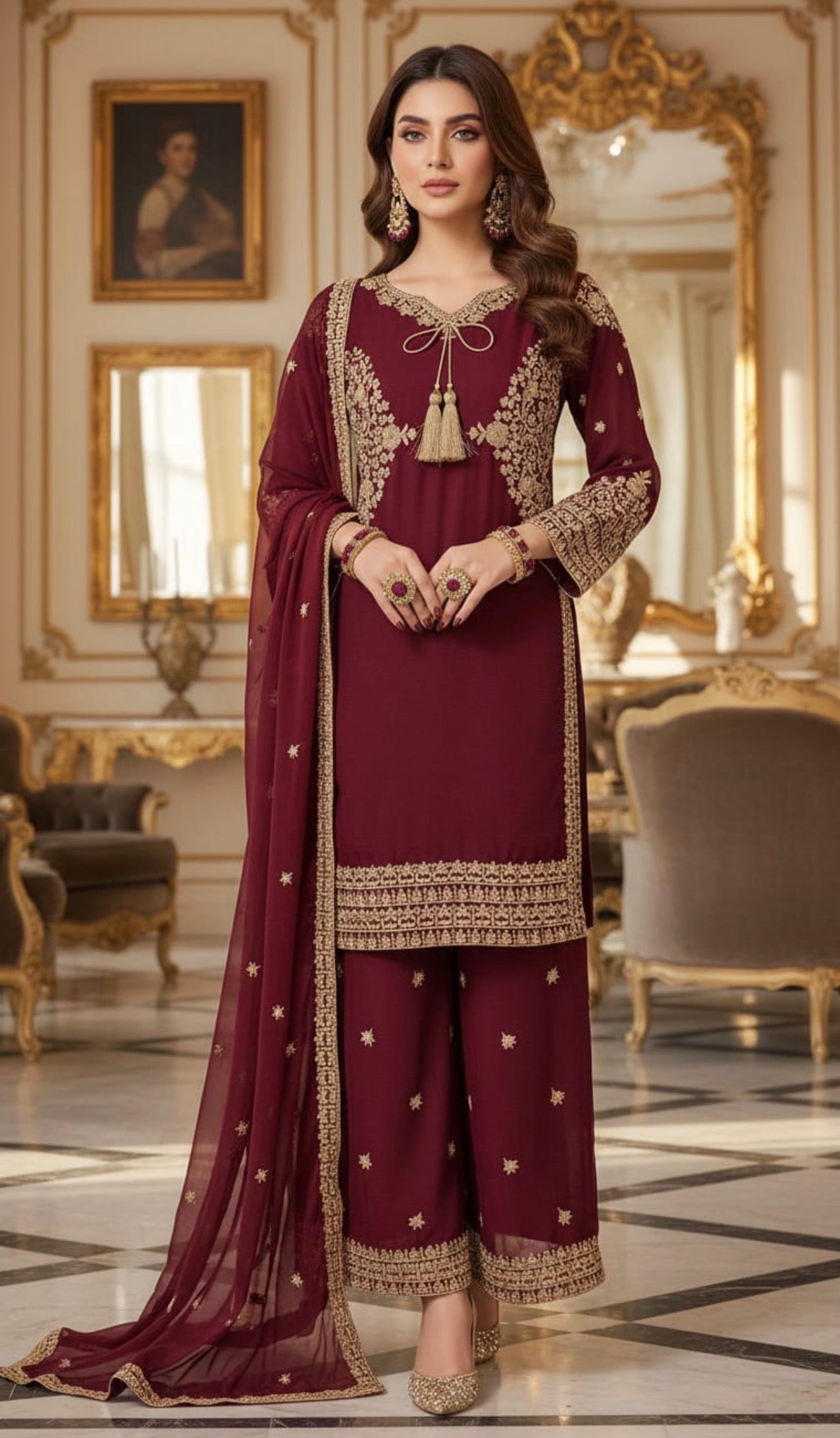 Brit 3 piece luxury Chiffon _81042 Pakistani ladies suit B486