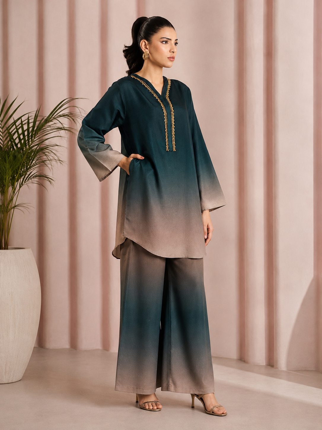 Brit 2 piece luxury silk collection B659