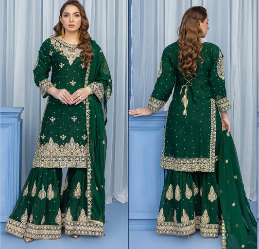Brit Mother and Daughter 3 piece Chiffon_100290 green B100