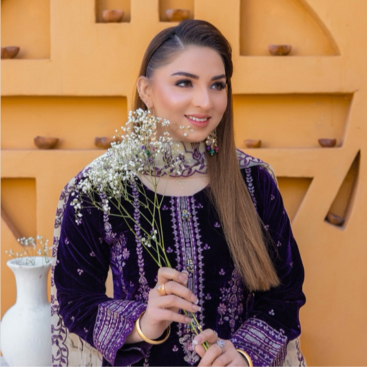 Brit Valvet 3 piece_6076 Pakistani ladies suit Purple B37