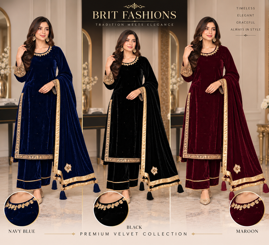 BRIT- GL 3 piece valvet designer collection B785