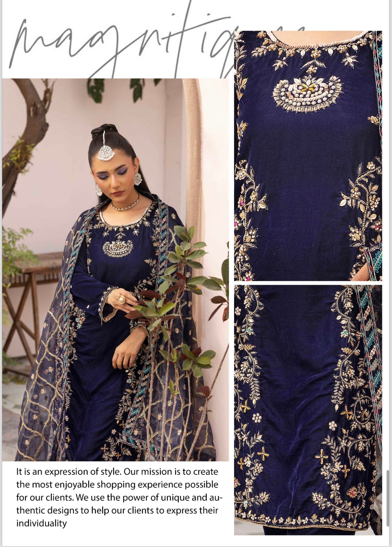 Brit 3 piece luxury Designer Valvet winter Pakistani ladies suit_B310