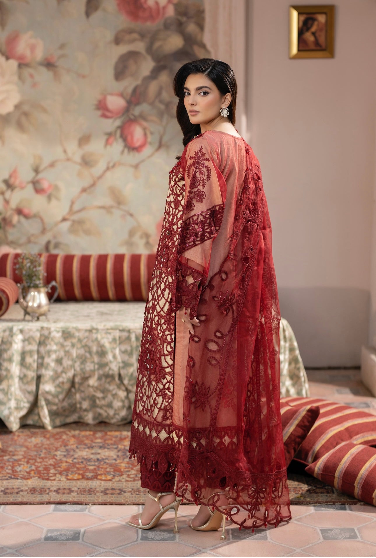 Maria B inspired 3 piece embroidery party wear B309